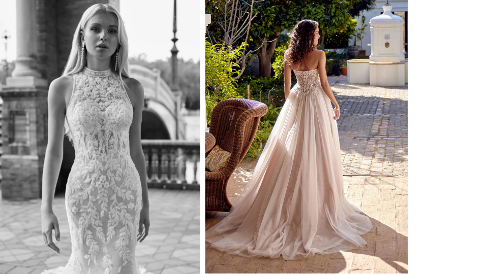 Abito da sposa in pizzo con trasparenze Justin Alexander